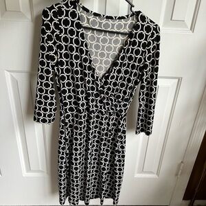 White House Black Market Black and White Geometric Dress